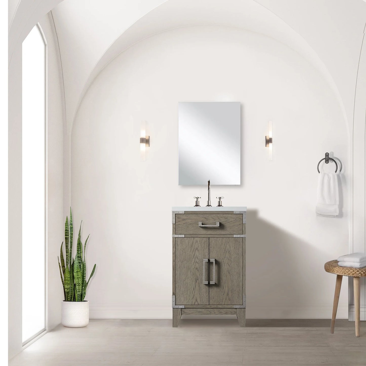 Laurel 20 in W x 18 in D Grey Oak Single Bath Vanity and Acrylic Top