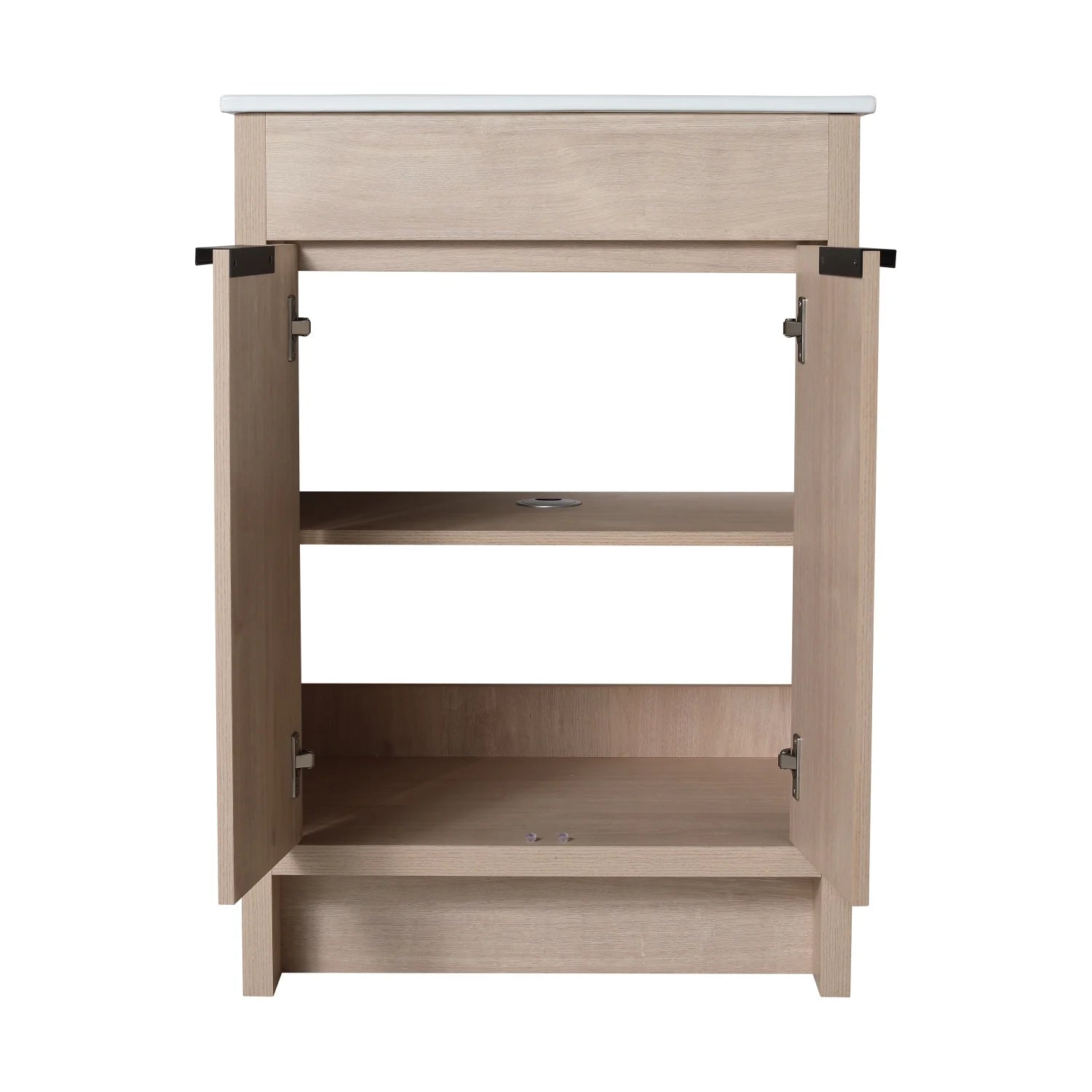 Holaki 24" Freestanding Bathroom Vanity with White Ceramic Sink & 2 Soft-Close Cabinet Doors, Plain Light Oak