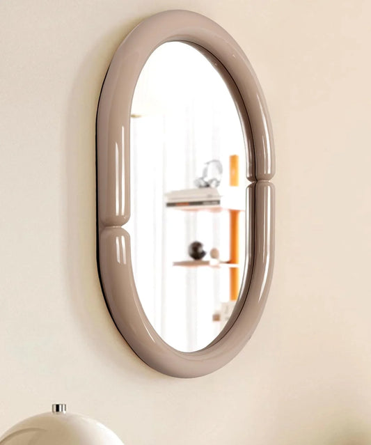 H-A Oval Solid Wood Vanity Mirror Bagel Shaped Wall Mounted Mirror High-end for Bedroom Bathroom Wall Decor