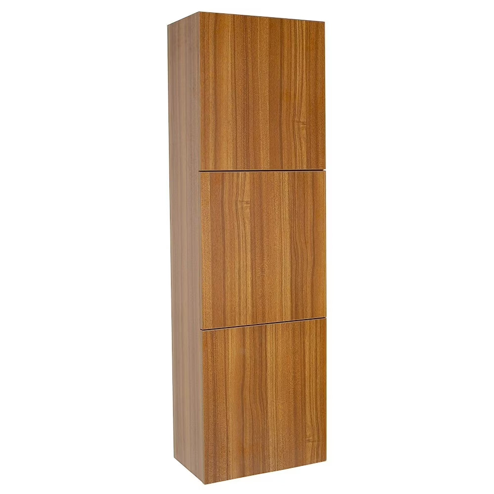 Fresca White Bathroom Linen Side Cabinet w/ 3 Large Storage Areas