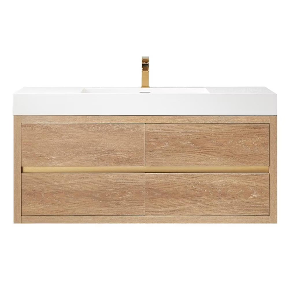 Palencia 48" Single Sink Wall-Mount Floating Wood Bathroom Vanity No Mirror