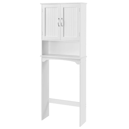 SmileMart 9" Width Wooden Over The Toilet Bathroom Storage Cabinets with Door, White