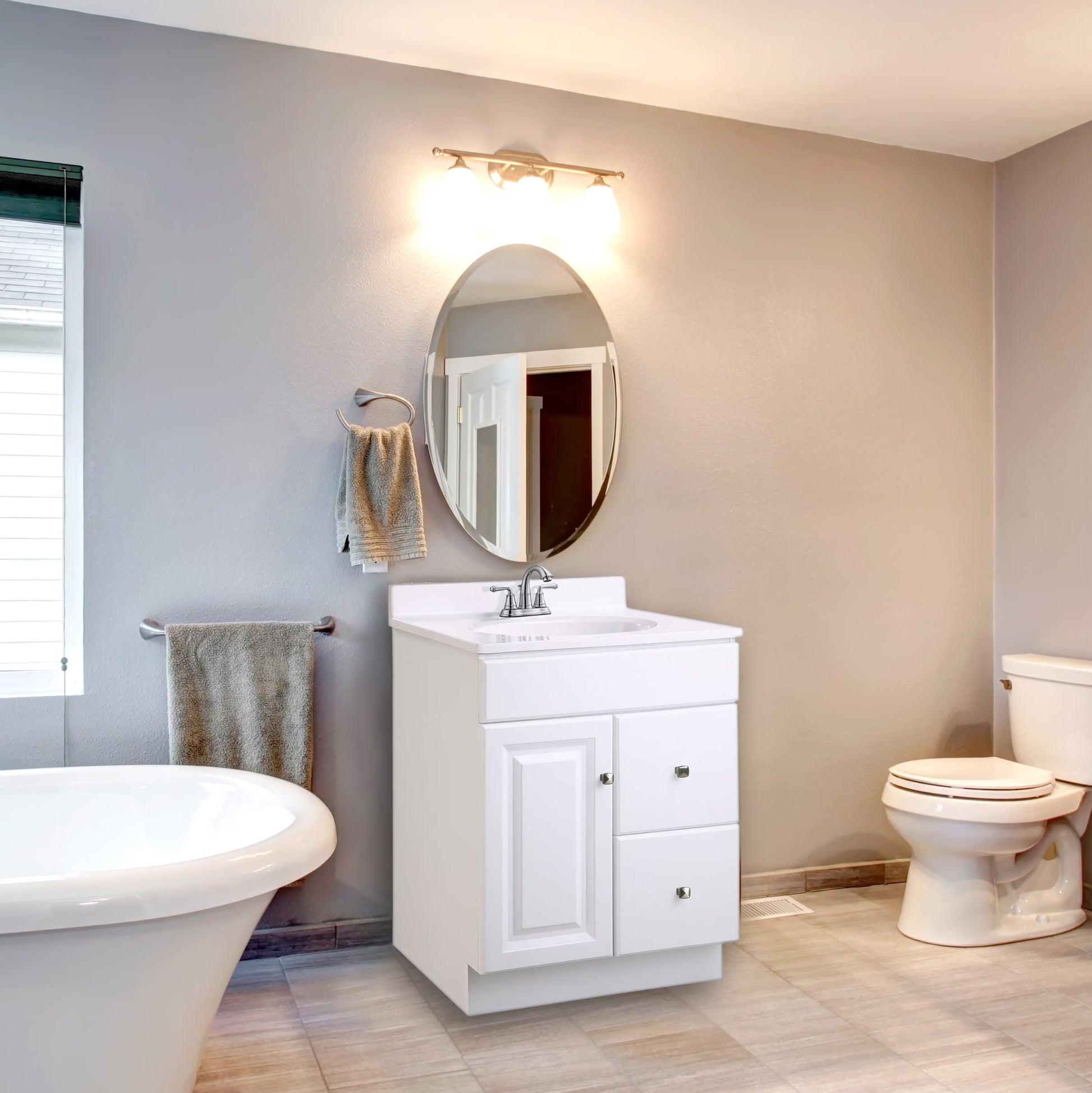 Design House Solid Wood 24" Wyndham 1-Door Ready to Assemble Bath Vanity Cabinet, White