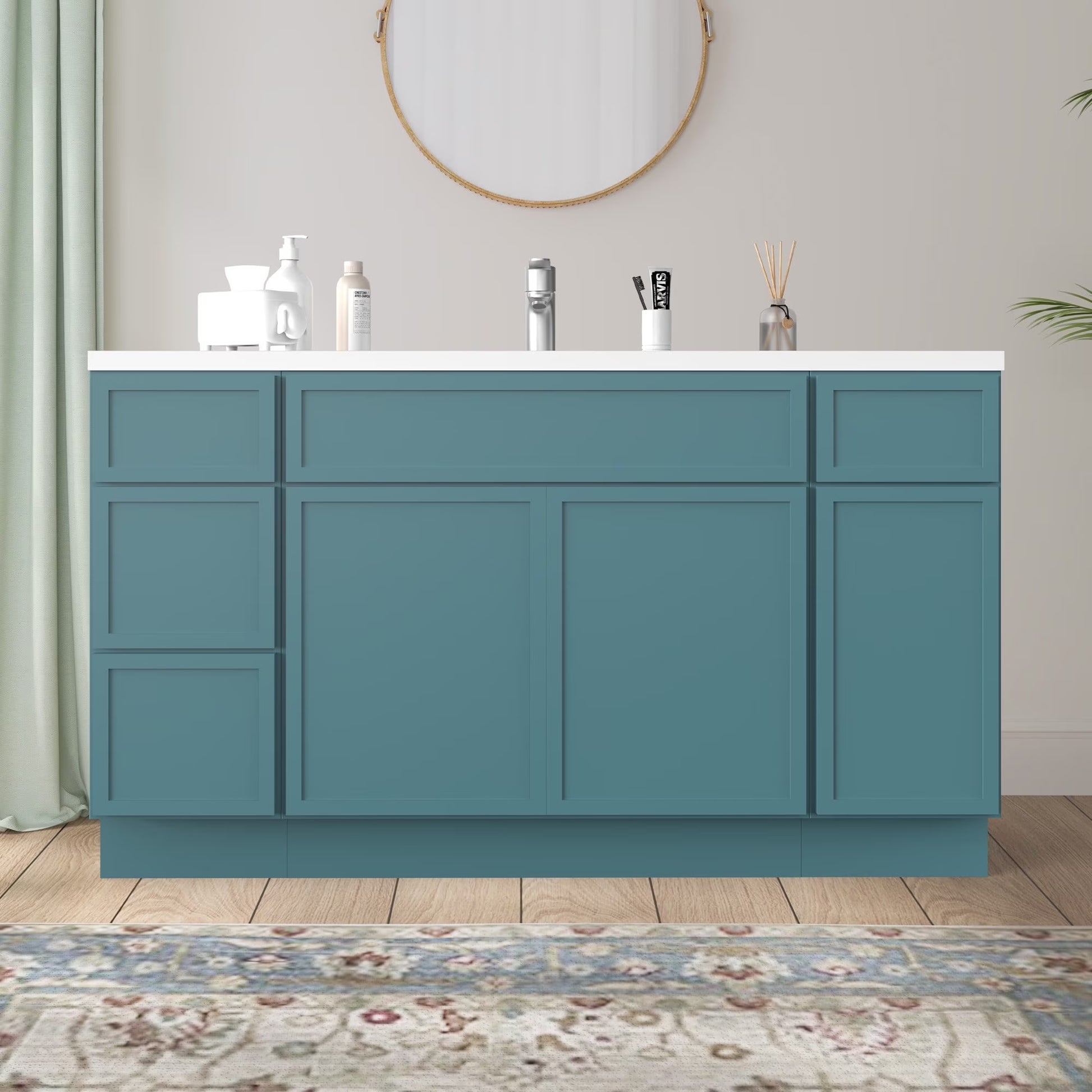 57 in. W x 21 in. D x 32.5 in. H Bath Vanity Cabinet without Top in Gray