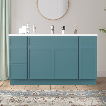 57 in. W x 21 in. D x 32.5 in. H Bath Vanity Cabinet without Top in Gray