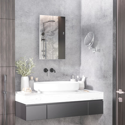 Kleankin Recessed Medicine Cabinet with Mirror,Bathroom Mirror Cabinet Wall Mounted with Single Door and Storage Shelves,White,White Stainless Steel Bath Faucets Bathroom Storage