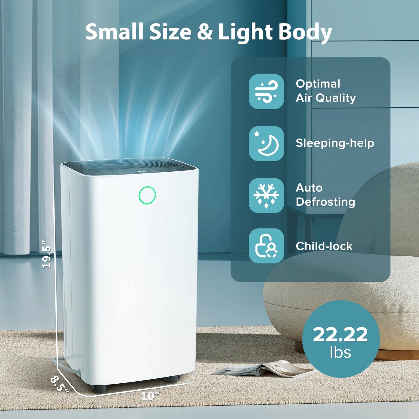 Auseo 30 Pint Dehumidifiers, 1000 Sq. Ft Dehumidifier with Drain Hose, 0.53 Gallon Water Tank, 3 Operation Modes, 24H Timer, Portable Dehumidifier for Basement/Bathroom/Laundry Room