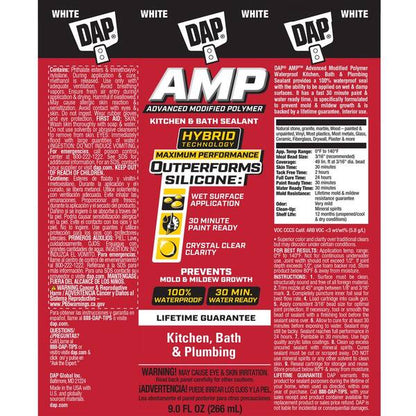 AMP Advanced Modified Polymer 9 oz. White Kitchen and Bath Sealant (12-Pack)