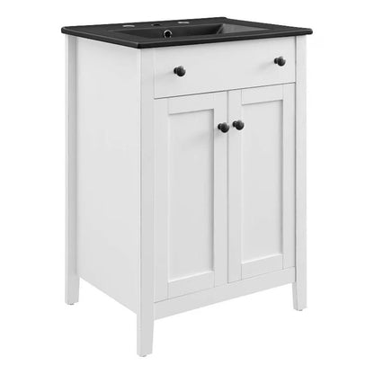 Modway Nantucket Modern Wood/Ceramic Bathroom Vanity in Gray/Black
