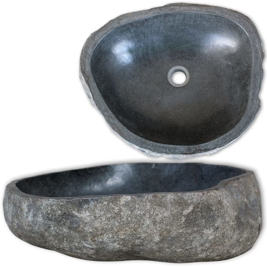 vidaXL Bathroom Basin, Naturally Varied Shape and Color Tone, (17.7"-20.9")x(13.4"-16.1")x4.5"