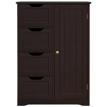 Yaheetech Wooden Free-Standing Bathroom Floor Cabinet with Drawers and Cupboard, White