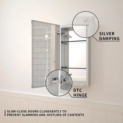 12 in. x 24 in. Frameless Recessed or Surface-Mount Beveled Single Mirror Bathroom Medicine Cabinet