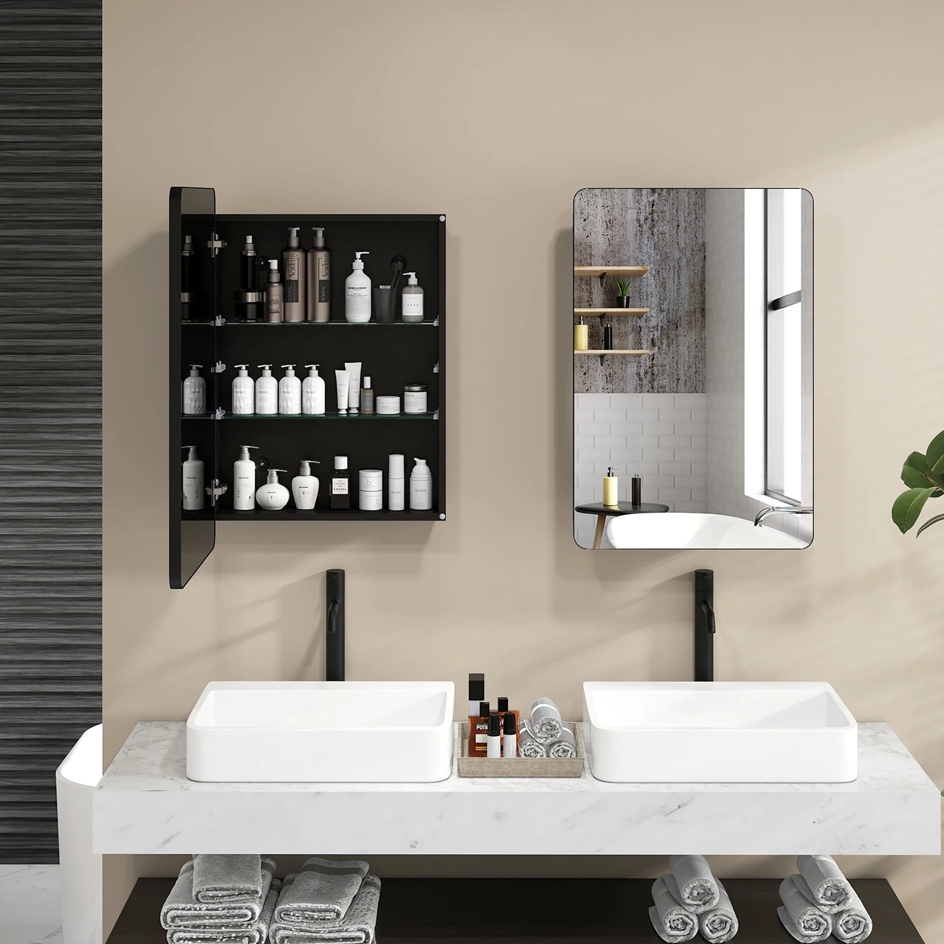 Gymax 20 x30 Inch Bathroom Mirror Cabinet w/ Aluminum Frame Adjustable Shelves
