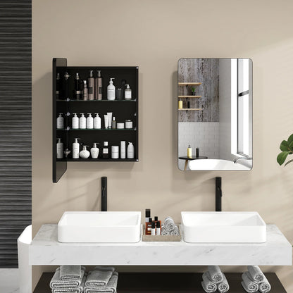 Gymax 20 x30 Inch Bathroom Mirror Cabinet w/ Aluminum Frame Adjustable Shelves