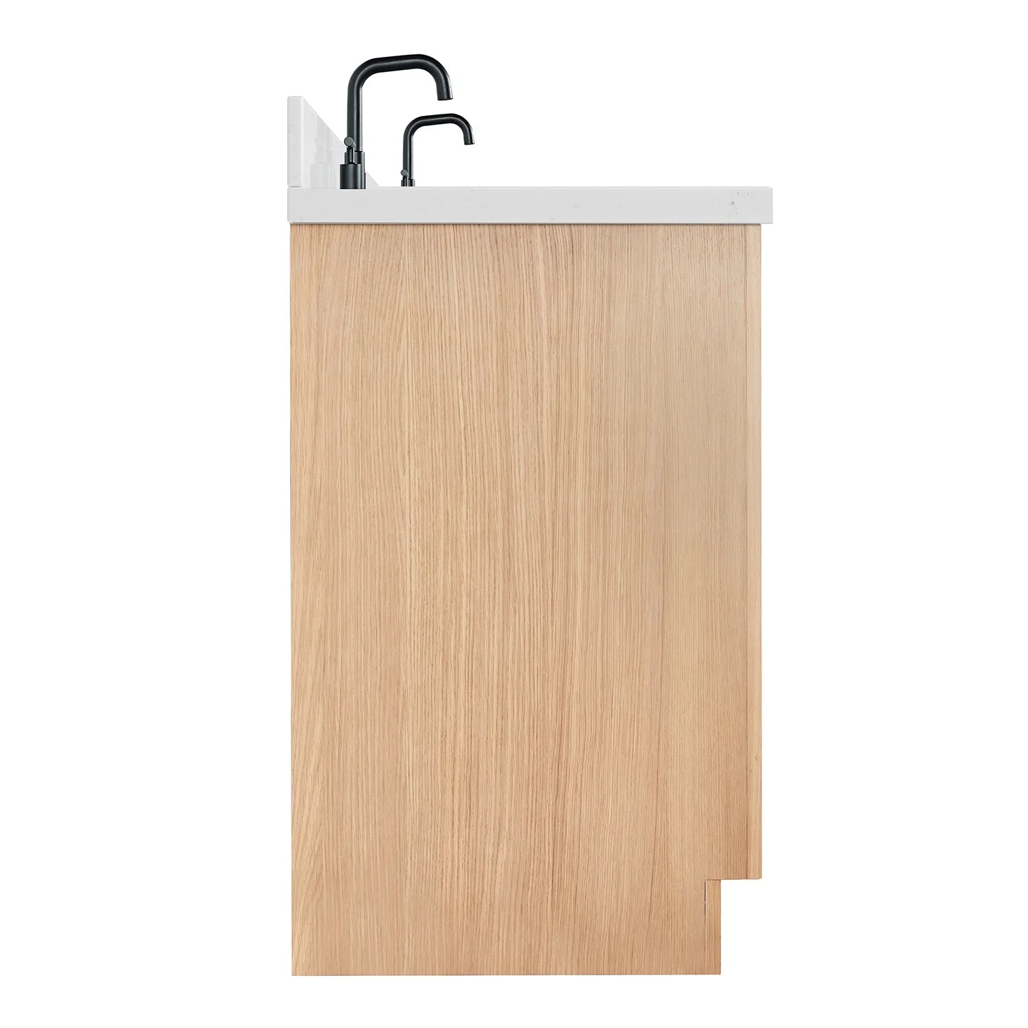 ARIEL Hepburn 72 Inch Double Rectangle Sink Bathroom Vanity With Carrara White Quartz Countertop 1.5 Inch Edge In Oak