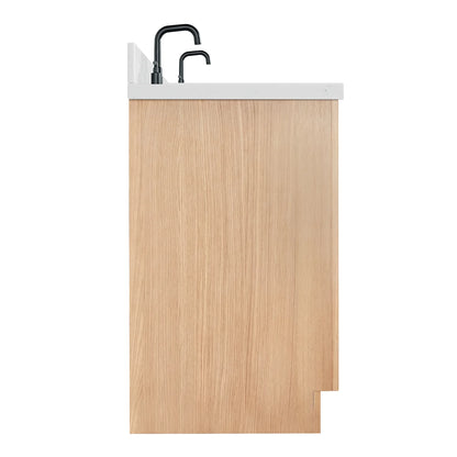 ARIEL Hepburn 72 Inch Double Rectangle Sink Bathroom Vanity With Carrara White Quartz Countertop 1.5 Inch Edge In Oak