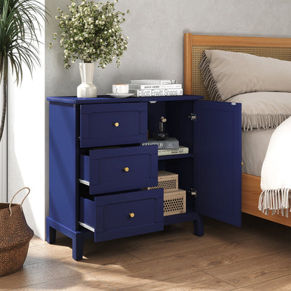 CBJCBJ 31.7"Storage Cabinet, Classical 3 Drawers & 1 Door Design with Gold-Tone Handles, Multi-Use Organizer for Living Room, Kitchen, Bathroom��BLUE)