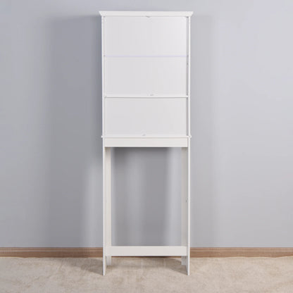 UBesGoo Bathroom Cabinet, Bathroom Space Saver, Over The Toilet Storage with 2-Door Adjustable Shelves, White