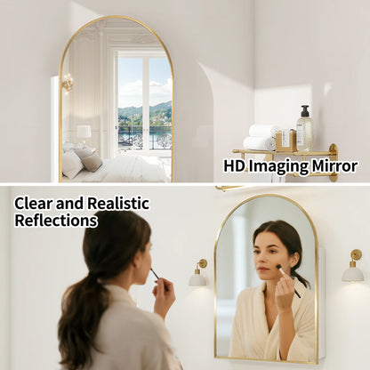 20 x 30 Medicine Cabinet with Mirror,Gold Bathroom Mirror with Storage,Metal Framed Medicine Cabinet Wall Mount with Adjustable Shelves for Bathroom Vanity Modern Farmhouse