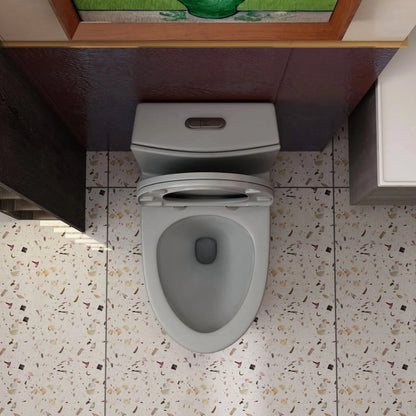 Albriya A1854 One Piece Toilet, Modern Elongated Toilet Power Dual Flush 1.1/1.6 GPF with Comfortable Chair Seat ADA Height 16 1/4’�?for Bathroom, 12’�?Rough-In, MaP 1000g, Grey