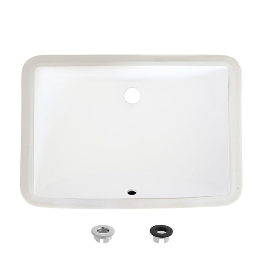 Stylish 21.25"W x 14.5"D White Rectangular Undermount Bathroom Sink P-203