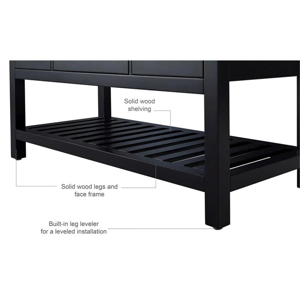 Ancerre Designs Elizabeth 48" Wood Bathroom Vanity Set in Black Onyx