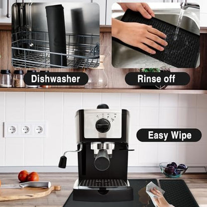 24x16 Inch Silicone Mat for Coffee Station, Heat Resistant Silicone Coffee Mat for Countertop, Kitchen Station Pad,for Coffee Bar and Kitchen Counter