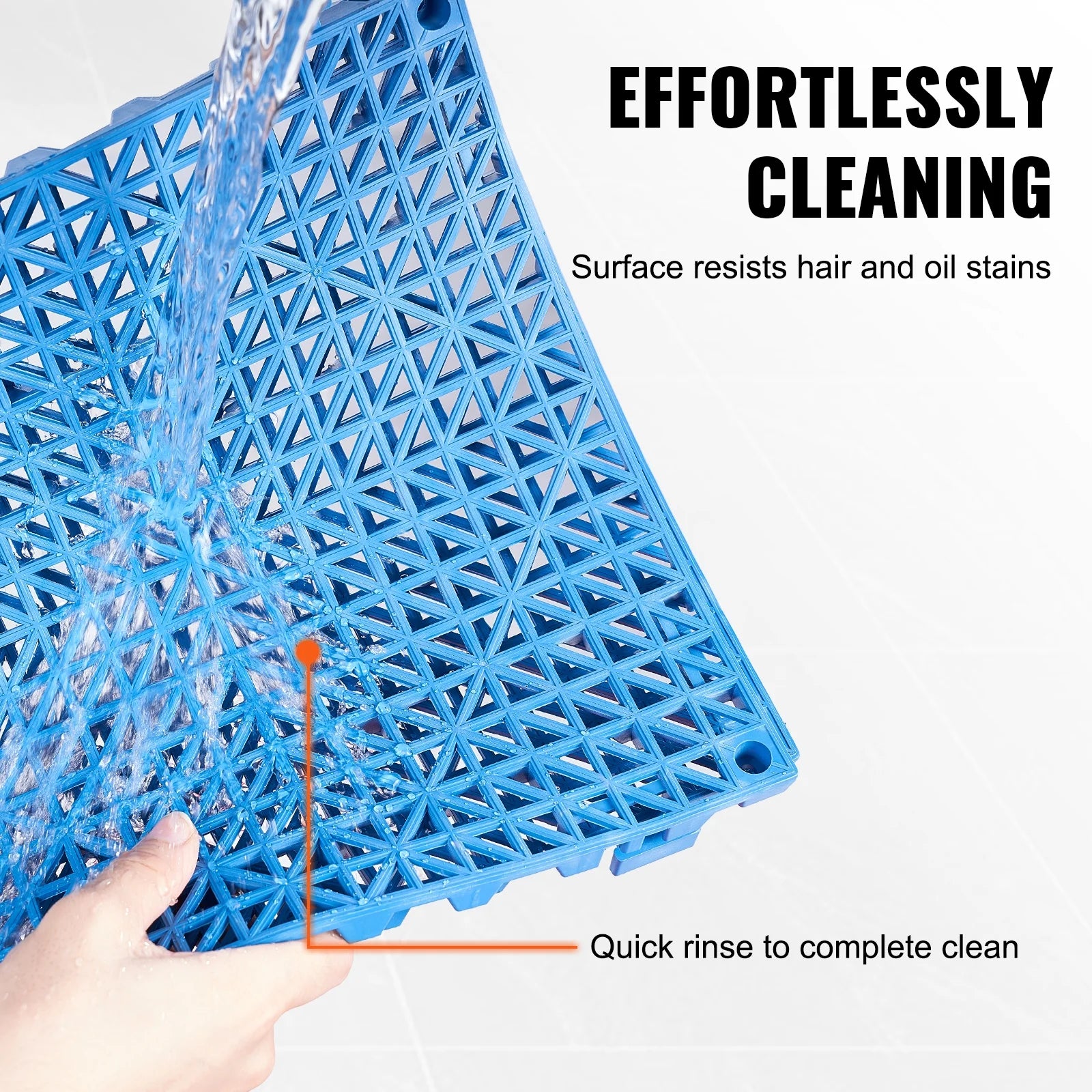 KFFKFF 55 PCS Interlocking Drainage Floor Mat 12" x 12" x 0.6" Modular Interlocking Cushion PVC Non-Slip Drainage Tiles Mats for Pool, Bathroom, Shower, Deck, Patio (Blue)
