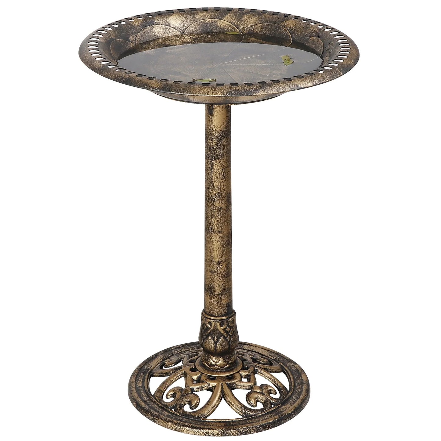 HomGarden 28" Vintage Bird Bath Antique Green Birdbath Outdoor Garden Backyard Dcor