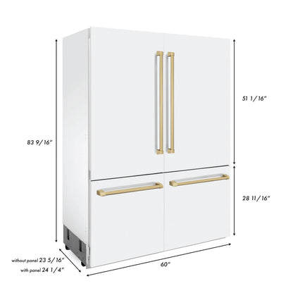 ZLINE KITCHEN AND BATH RBIVZWM60CB french door built in refrigerator