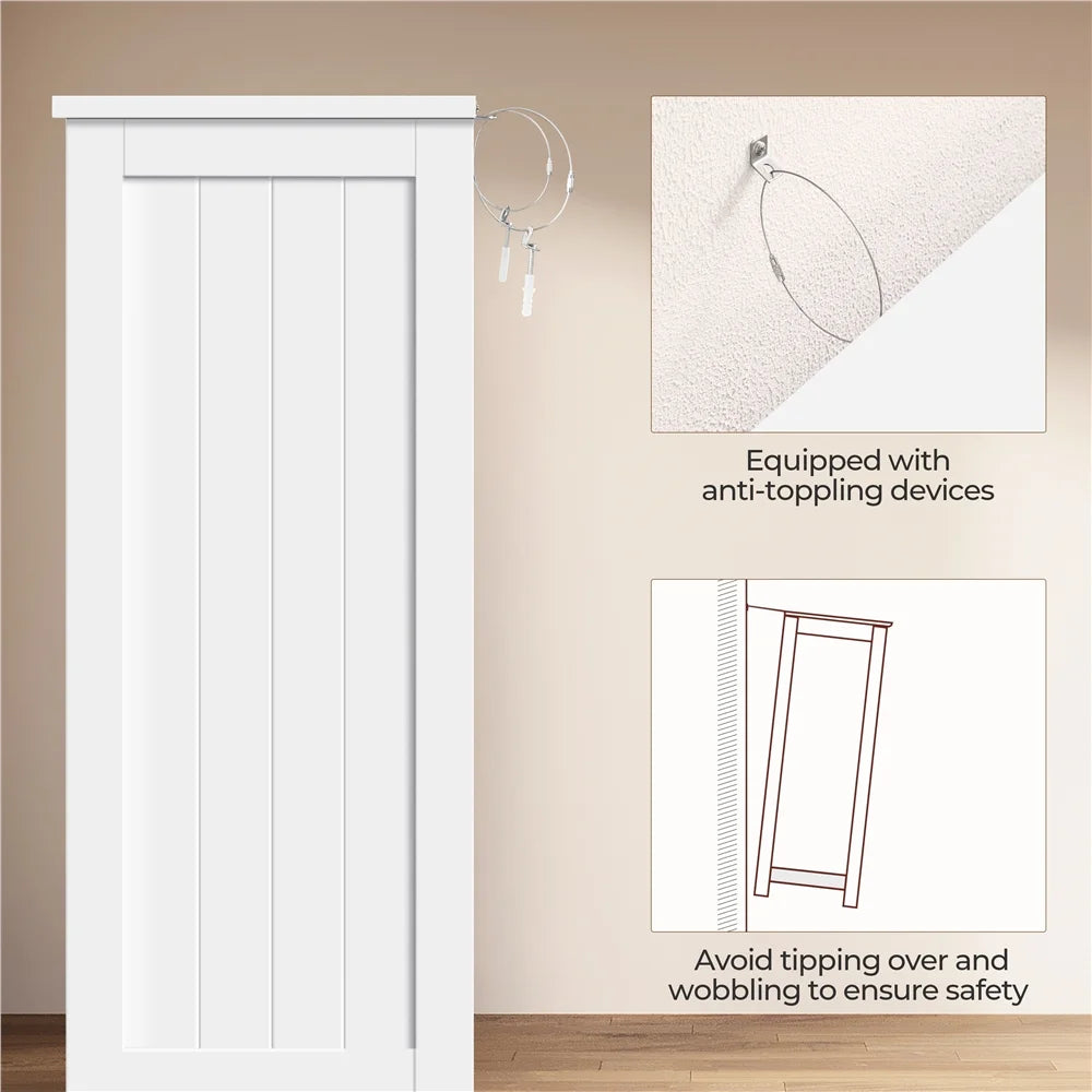 Alden Design Bathroom Floor Storage Cabinet, White, 12''