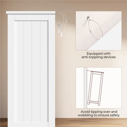 Alden Design Bathroom Floor Storage Cabinet, White, 12''