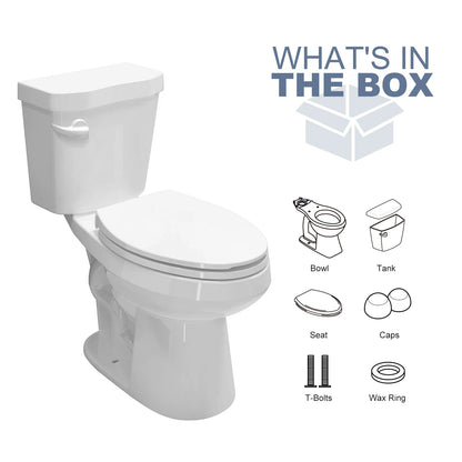 HOROW HWTT-E01S 1.28 GPF Elongated Ceramic Bathroom Toilet, Chair Height Floor Mounted Two-Piece