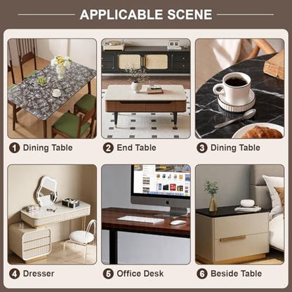 Warmstar Floral Table Protector 24 x 48 Inch, 1.5mm Thick Plastic Table Cover, Waterproof Dining Tabletop Protector Rectangle Vinyl Tablecloth PVC Desk Pad Mat for Kitchen, Wooden Table