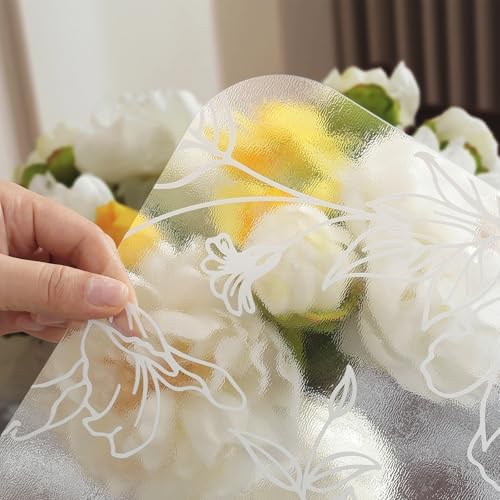 Warmstar Floral Table Protector 24 x 48 Inch, 1.5mm Thick Plastic Table Cover, Waterproof Dining Tabletop Protector Rectangle Vinyl Tablecloth PVC Desk Pad Mat for Kitchen, Wooden Table