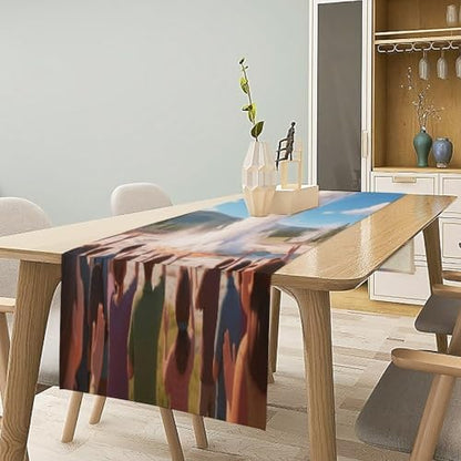 Geyser Eruptions Linen Table Runner , Table Cloth Washable , Tablecloth for Kitchen Coffee Table Family Dinners Holiday Parties Home Decor (13.4x72.4 Inch)