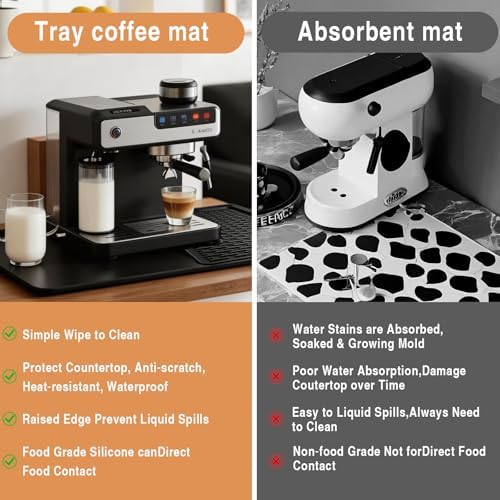 24x16 Inch Silicone Mat for Coffee Station, Heat Resistant Silicone Coffee Mat for Countertop, Kitchen Station Pad,for Coffee Bar and Kitchen Counter