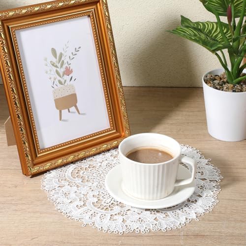 2Pack Lace Doilies for Tables, 10" x 10" White Doily Round Delicate Floret Embroidered Lace Doily Vase Mat for Tables Kitchen Dining Room Wedding Birthday Party