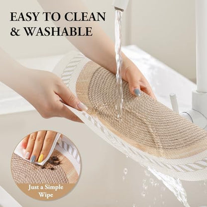 15 Inch Placemats Set of 4,Lace PVC Vinyl Round Place Mats,Non-Slip Waterproof Table Mats,Durable Washable Wipeable Placemats for Kitchen Dining Party Decor(4, Twisted Rope Braiding)