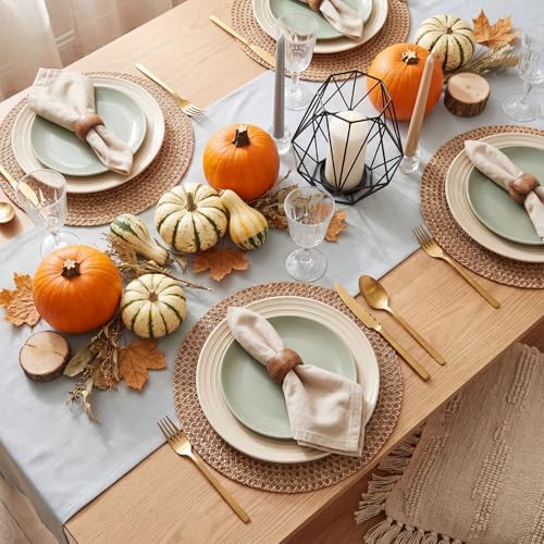 15 Inch Round Burlap Placemat Set of 6 Boho Jute Woven Charger Bulk Rustic Vintage Natural Brown Heat Resistant Dining Table Mat for Wedding Farmhouse Home Kitchen Easter Summer Decoration