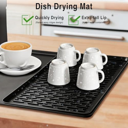 24x16 Inch Silicone Mat for Coffee Station, Heat Resistant Silicone Coffee Mat for Countertop, Kitchen Station Pad,for Coffee Bar and Kitchen Counter
