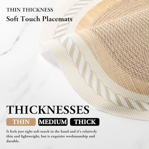 15 Inch Placemats Set of 4,Lace PVC Vinyl Round Place Mats,Non-Slip Waterproof Table Mats,Durable Washable Wipeable Placemats for Kitchen Dining Party Decor(4, Twisted Rope Braiding)