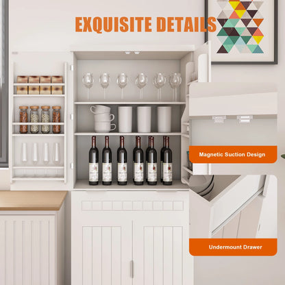 Pantry Cabinet, 71.65" Tall Storage Cabinet with Drawer, 2 Cabinets & 6 Door Shelves, Adjustable Shelves, Freestanding Cupboard for Kitchen, Living Room, Bathroom