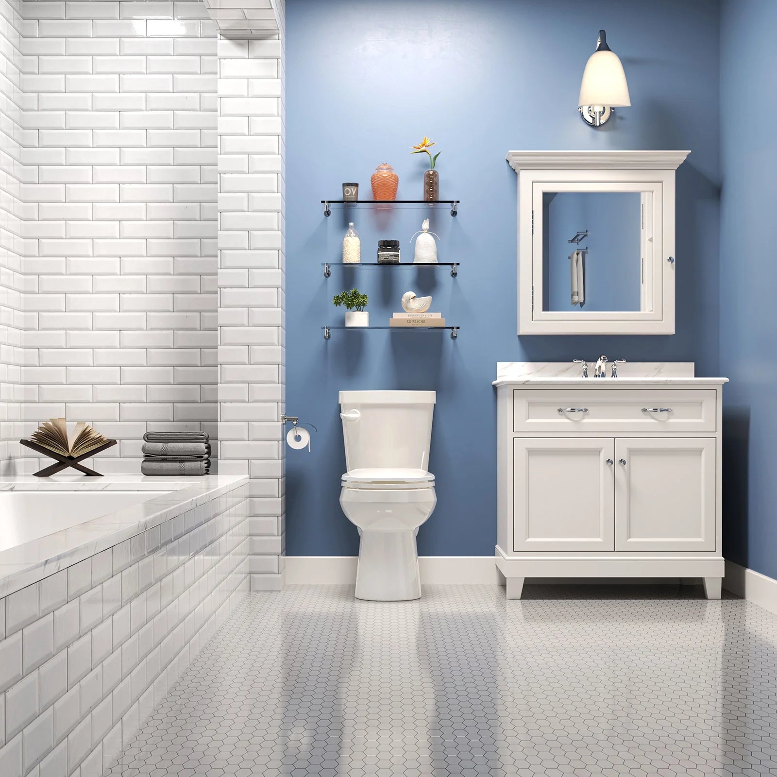 HOROW HWTT-E01S 1.28 GPF Elongated Ceramic Bathroom Toilet, Chair Height Floor Mounted Two-Piece