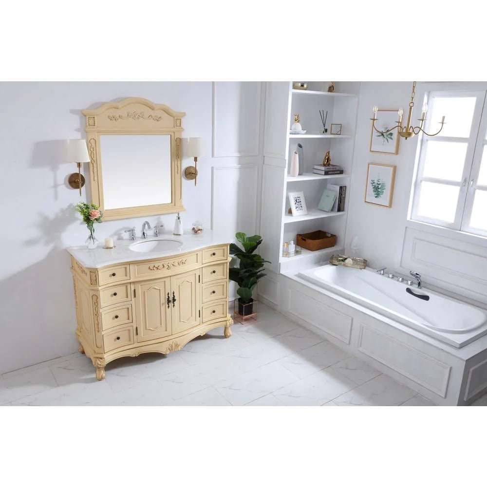 Elegant Decor Danville 48" Single Marble Top Bathroom Vanity in Light Beige