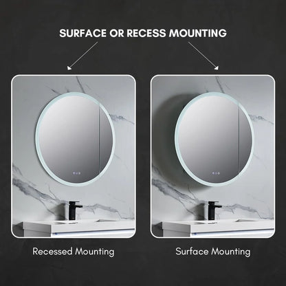 Blossom Regulus 32" LED Medicine Cabinet| Right Hinge| Bathroom Lighted Round Mirror Storage| Defog