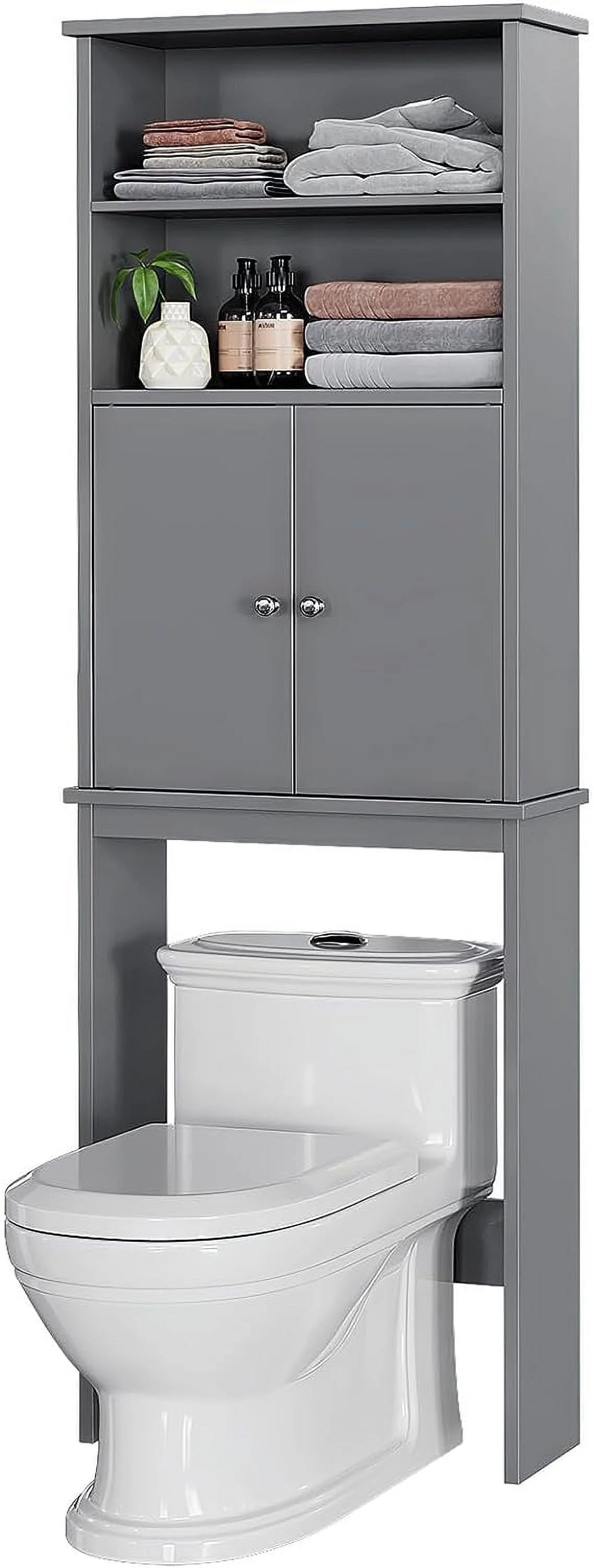 Sobaniilo Over The Toilet Storage Cabinet for Bathroom, Storage Organizer Over Toilet, Space Saver W/Adjustable Shelf & Open Storage Shelf, 75in, White