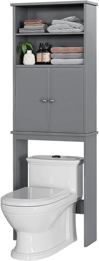 Sobaniilo Over The Toilet Storage Cabinet for Bathroom, Storage Organizer Over Toilet, Space Saver W/Adjustable Shelf & Open Storage Shelf, 75in, White