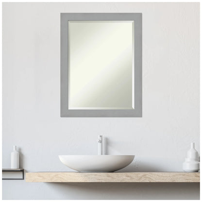 Brushed Nickel Beveled Wood Bathroom Wall Mirror