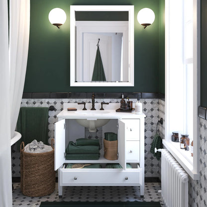 DHP Metcalfe 36 Inch Bathroom Vanity, White